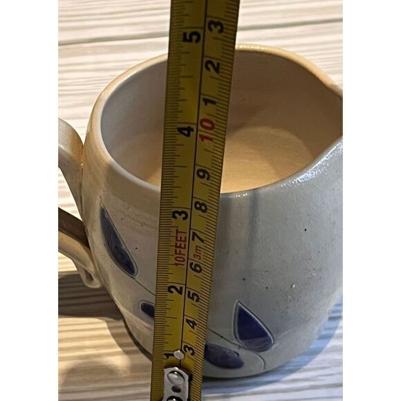 Williamsburg Salt Glazed Small Pitcher Creamer Shiny Blue Flower Tiles - Picture 4 of 6